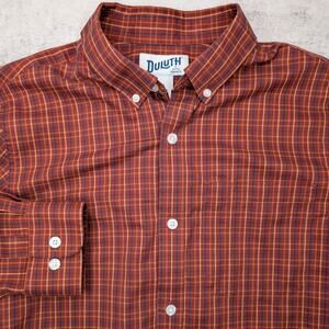 Duluth Men's Slim Fit Button Down Shirt - Medium Red Plaid